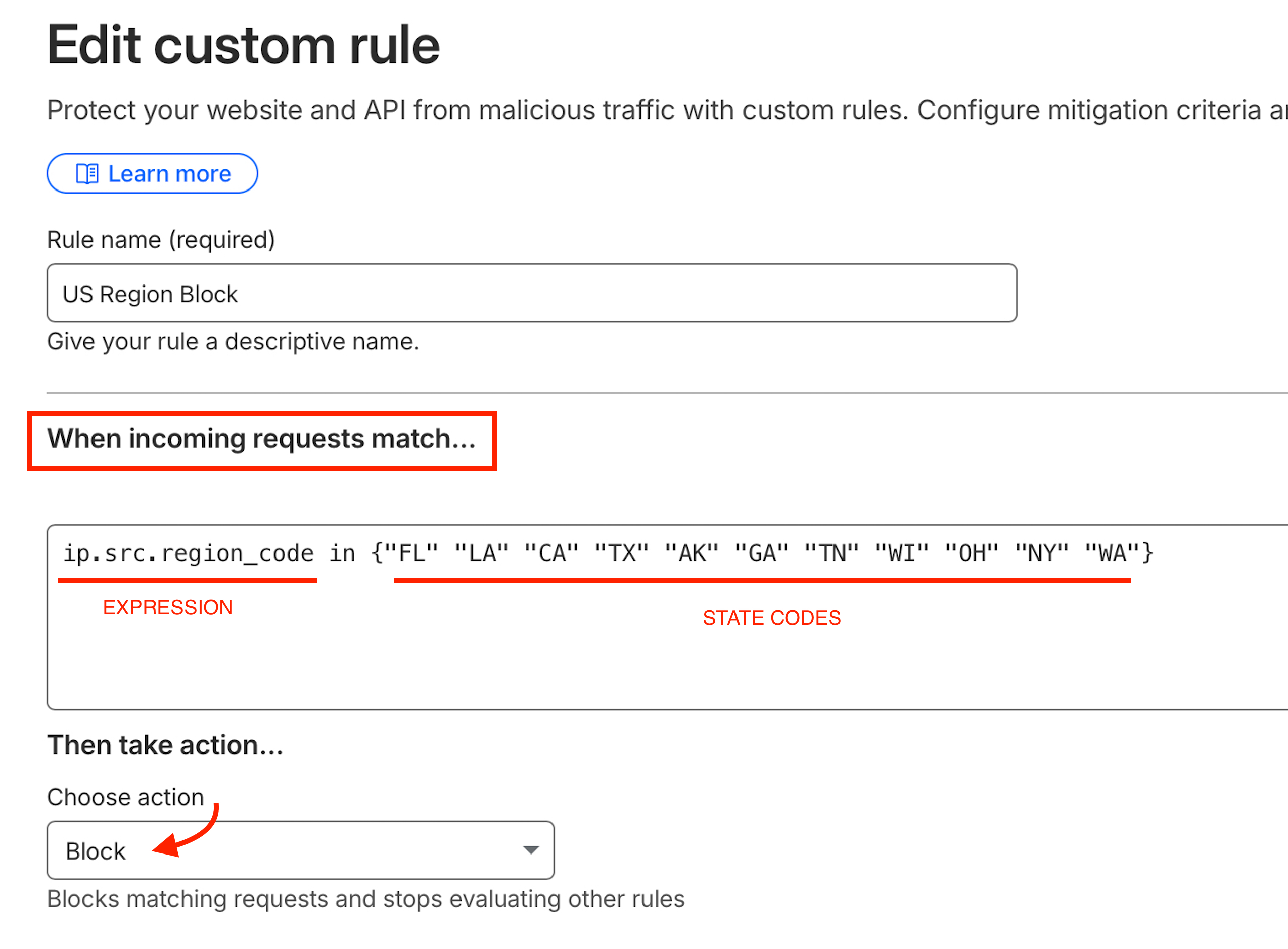 CloudFlare WAF State Blocking Expression